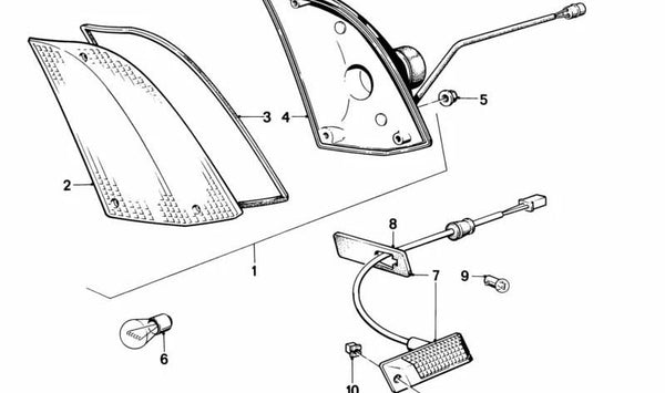 Intermitente delantero izquierdo OEM 63131360361 para BMW E24. Original BMW.