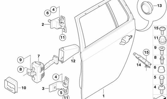 Refuerzo de puerta trasera derecha para BMW E60, E61 (OEM 51717151864). Original BMW