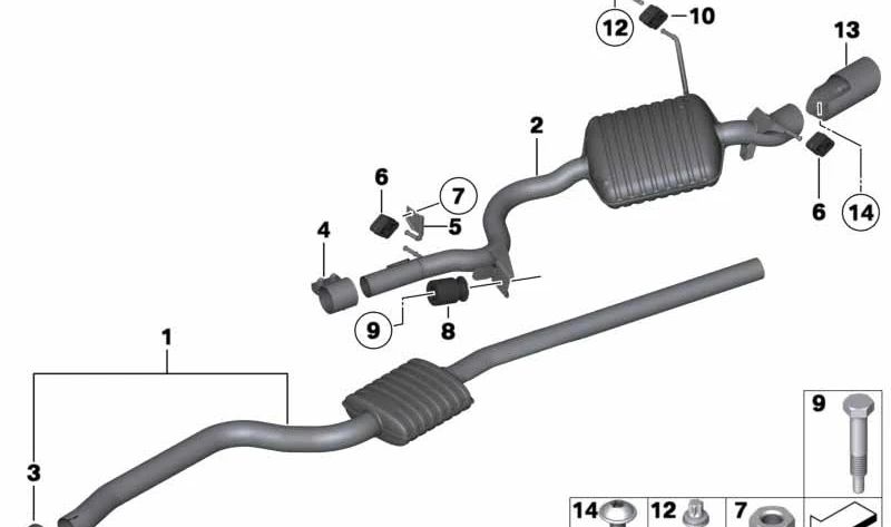 Silenciador trasero OEM 18307823378 para BMW E84 (X1). Original BMW.