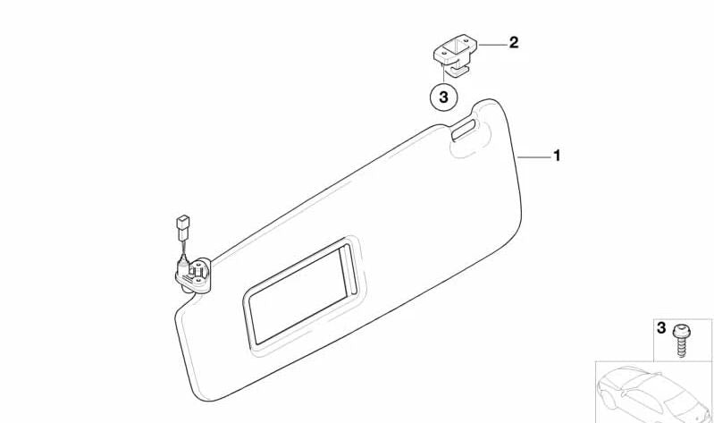 Parasol with left makeup light OEM 51166952551 for BMW E65, E66. Original BMW.