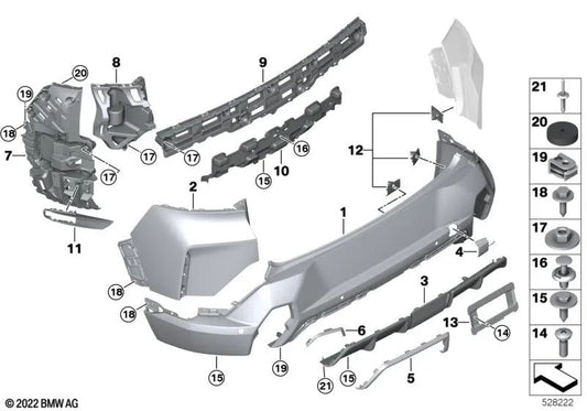 Moldura parachoques trasero derecho para BMW G09 (OEM 51124A06B92). Original BMW