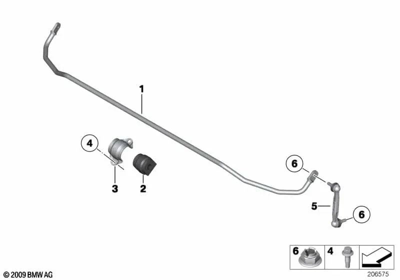 Soporte de Goma para Estabilizador para BMW F20, F21, F22, F23, F30, F31, F34, F32, F33, F36 (OEM 33356792197). Original BMW