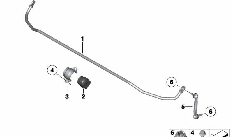 Soporte de goma para barra estabilizadora OEM 33356792196 para BMW F20, F21, F22, F23, F30, F31, F32, F33, F36. Original BMW.