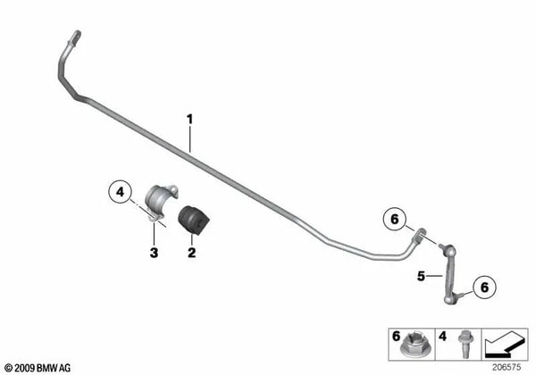 Estabilizador trasero para BMW X1 E84 (OEM 33556793164). Original BMW.