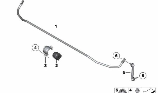 Barra dello stabilizzatore posteriore OEM 33556853475 per BMW F20, F21, F22, F31, F34, F32, F33, F36. BMW originale.