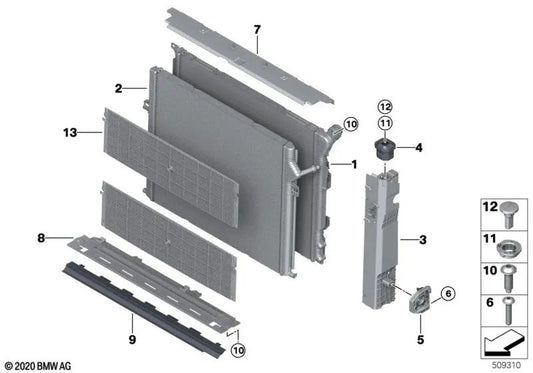 Radiador de refrigerante para BMW Serie 1 F20N, F21N, Serie 2 F22, F22N, F23, F23N, Serie 3 F30N, F31N, F34N, F35N, Serie 4 F32, F32N, F33, F33N, F36, F36N (OEM 17118482624). Original BMW.