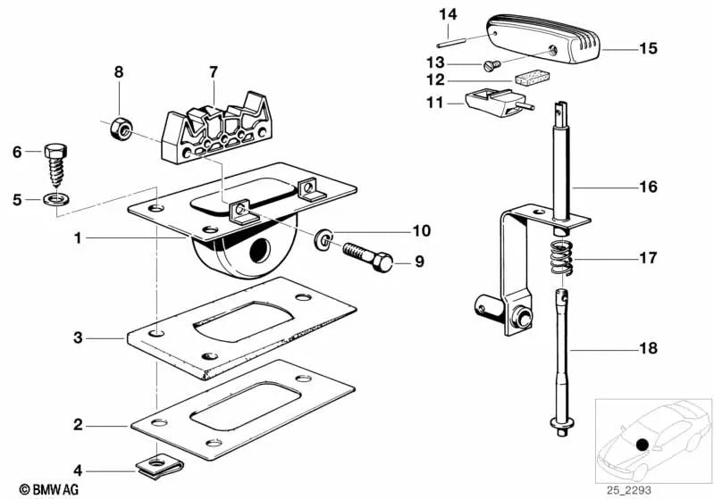 Tornillo de cilindro para BMW Serie 3 E21, E30, E36 Serie 5 E12, E28, E34 Serie 6 E24 Serie 7 E23, E32 (OEM 25161215780). Original BMW.