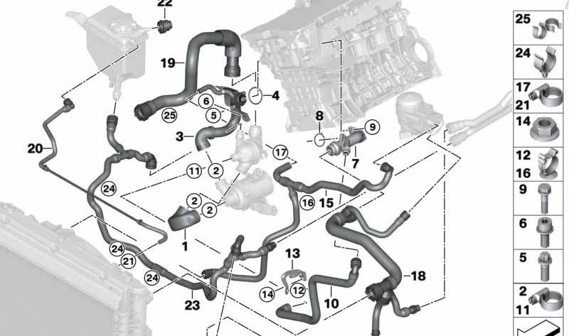 Tubo de avance para BMW Serie 5 E60N, E61N (OEM 17127568744). Original BMW