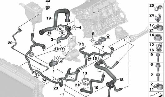 Intake pipe for BMW 5 Series E60N, E61N (OEM 17127568744). Original BMW