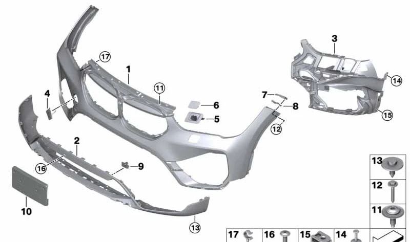 Soporte de faro antiniebla izquierdo para BMW F48N (OEM 51117954215). Original BMW