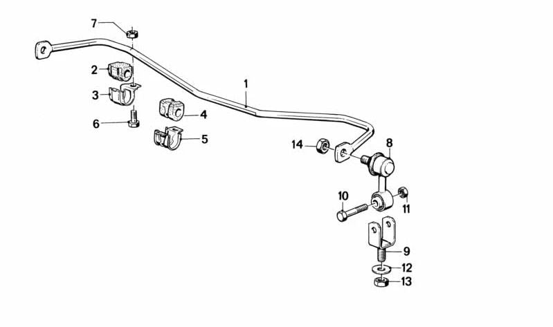 Barra estabilizadora OEM 31351132337 para BMW E30. Original BMW.