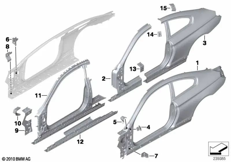 Left side frame reinforcement for BMW F13, F13N (OEM 41217264029). Original BMW