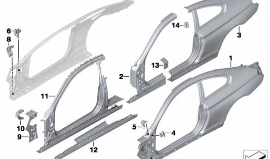 Marco lateral exterior izquierdo OEM 41217264025 para BMW Serie 6 (F13). Original BMW.