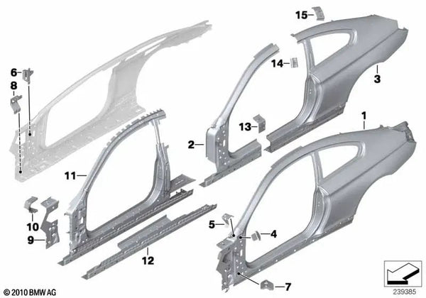 Refuerzo del marco lateral izquierdo para BMW F13, F13N (OEM 41217264029). Original BMW