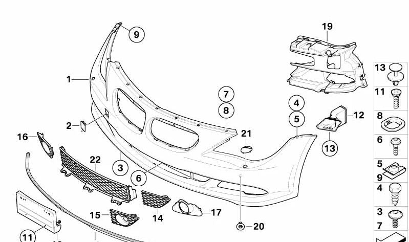 Revestimiento de Parachoques Imprimado Delantero para BMW E63N, E64N (OEM 51117184687). Original BMW