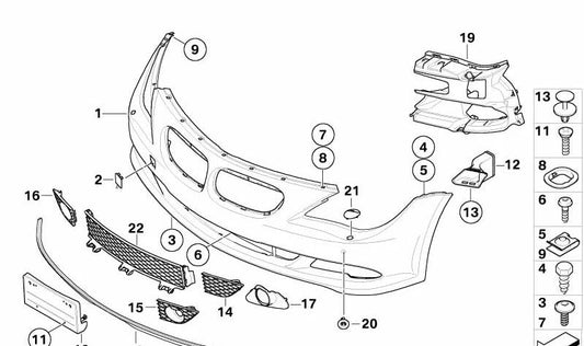 Revestimiento de Parachoques Imprimado Delantero para BMW E63N, E64N (OEM 51117184687). Original BMW