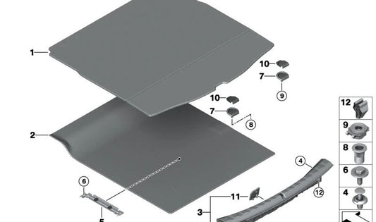 Protetor de soleira do porta-malas OEM 51475A0E5C6 para BMW G42. BMW originais.