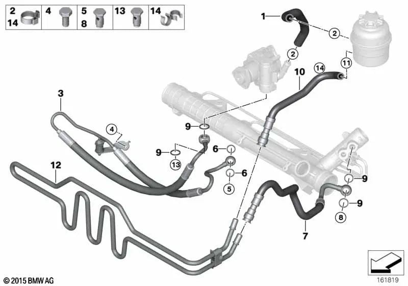 Manguera de expansión para BMW Serie 3 E90N, E91N, E92N, E93N (OEM 32416787461). Original BMW