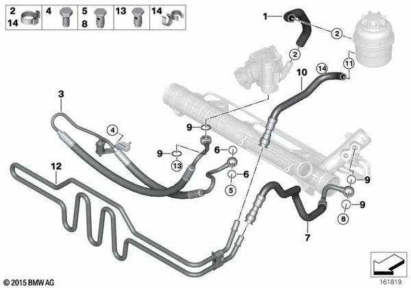 Tubo de expansión para dirección activa para BMW E90N, E91N, E92, E92N, E93, E93N (OEM 32416783723). Original BMW