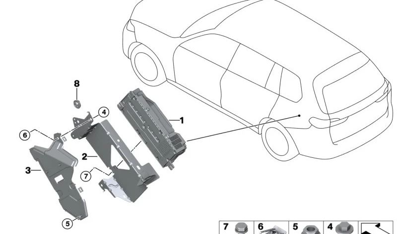 RAM / LTE SUPPORT OEM 65152449571 for BMW G05, G18, F95, G06, F96. Original BMW.