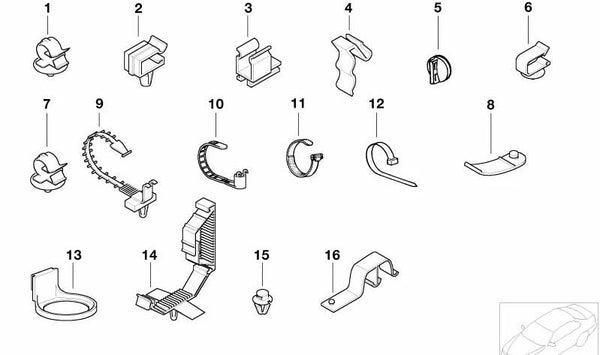 Soporte de cables para BMW Serie 5 E39, Serie 7 E38 (OEM 61138350835). Original BMW