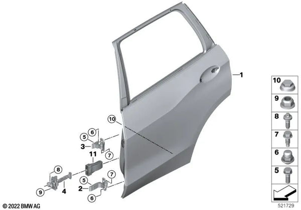 Freno de puerta trasero para BMW X6 F96, G06 (OEM 51227451347). Original BMW