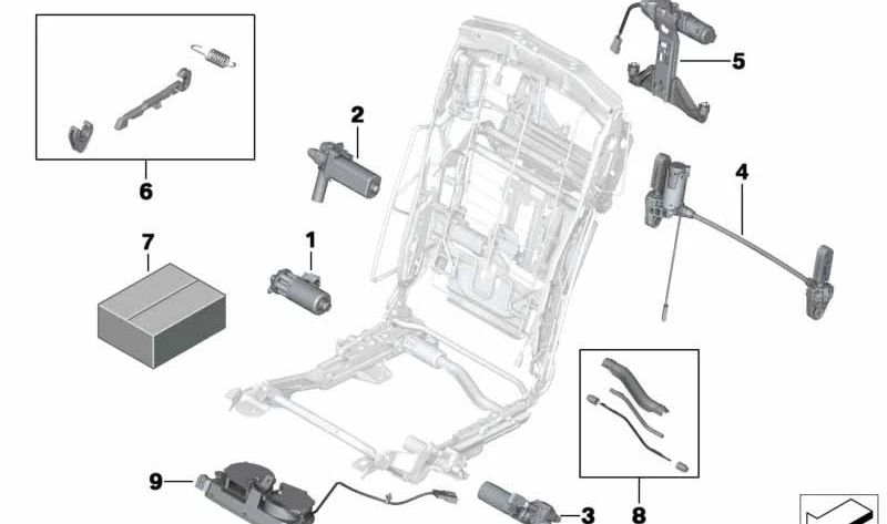 Kit de Reparación del Bastidor del Asiento para BMW Serie 7 F01, F02, F04 (OEM 52209181836). Original BMW