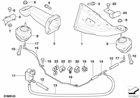 Soporte motor izquierdo para BMW E53 (OEM 22111097001). Original BMW