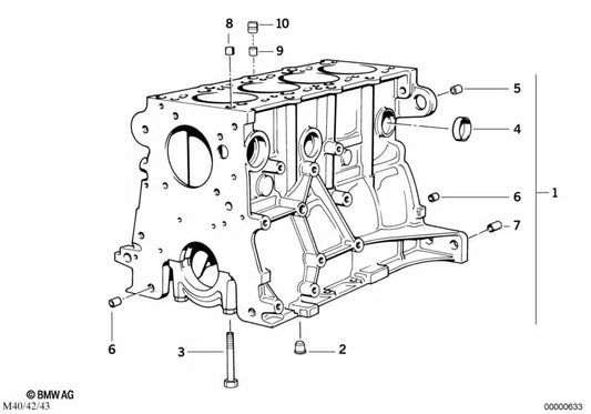 Cárter del cigüeñal con pistones para BMW E30, E34 (OEM 11111739594). Original BMW.