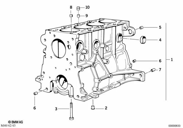 Cárter del Cilindro con Pistones para BMW Serie 3 E36, Serie 5 E34 (OEM 11119069347). Original BMW.