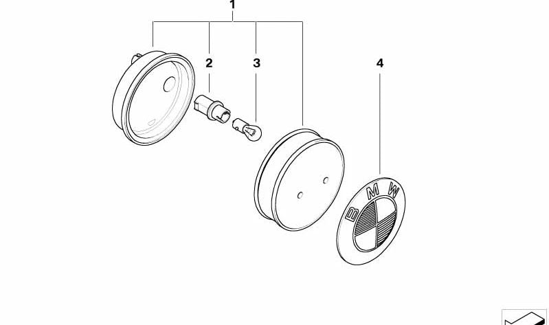 Luz intermitente adicional para BMW Z4 E85 (OEM 63137165733). Original BMW