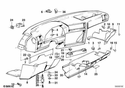 Cubierta inferior derecha para BMW Serie 3 E30 (OEM 51458121916). Original BMW.