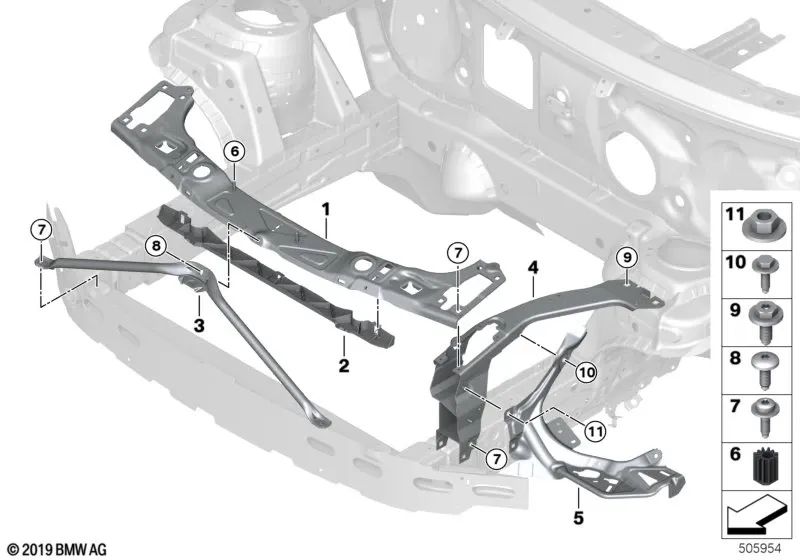 Conexión transversal delantera para BMW F52 Serie 1, Serie 2 F45, F45N, F46, F46N, X1 F48, F48N, F49, F49N, X2 F39 (OEM 51647434544). Original BMW