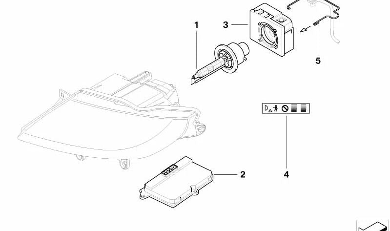 Xenon light control unit ballast OEM 63126907488 for BMW E60, E61, E65, E66, E53, E85, E86. Original BMW.