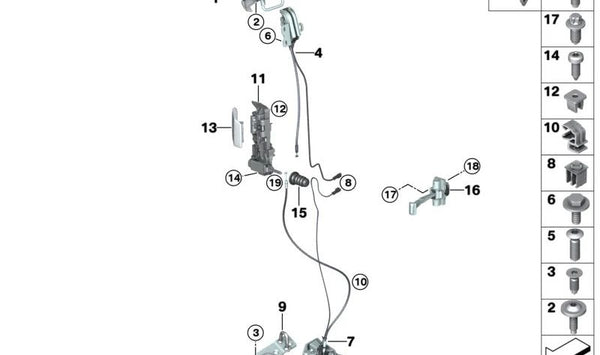 Cerradura del sistema inferior izquierda OEM 51227291031 para BMW i3 (I01). Original BMW.