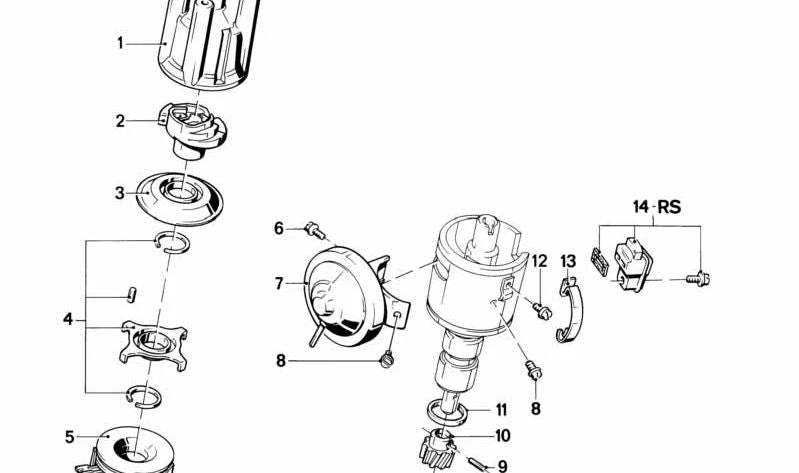 Distribuidor para BMW Serie 3 E21, E30, Serie 5 E12, E28 (OEM 12111272144). Original BMW