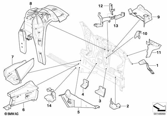 Refuerzo del piso izquierdo para BMW E60, E61, E63, E64 (OEM 41117111093). Original BMW