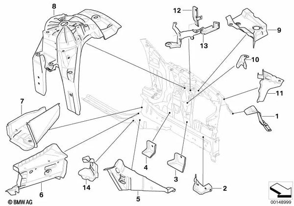 Soporte Crashbox izquierdo para BMW Serie 5 E60, E60N, E61, E61N y Serie 6 E63, E63N, E64, E64N (OEM 41137178979). Original BMW.