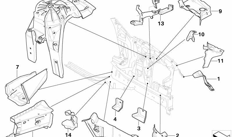 Soporte de pared lateral izquierda OEM 41217111177 para BMW E60, E61. Original BMW