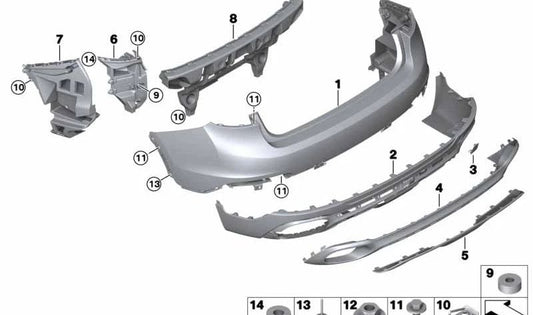 Embellecedor trasero inferior para BMW F16 (OEM 51127319887). Original BMW