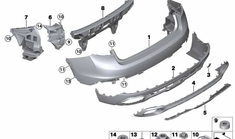 Difusor trasero inferior OEM 51127414308 para BMW F16 (X6). Original BMW.