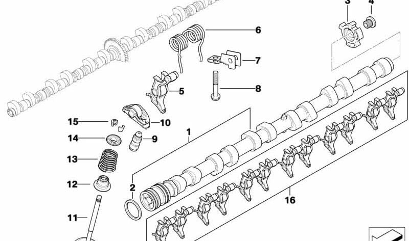 Kit de reparación de leva intermedia para BMW Serie 7 E65, E66 (OEM 11378645503). Original BMW