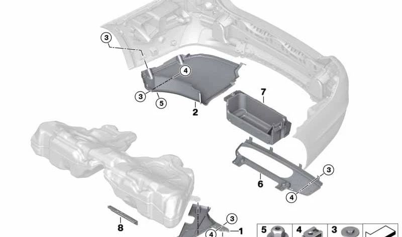 Cubierta trasera central para BMW F07N (OEM 51757349699). Original BMW