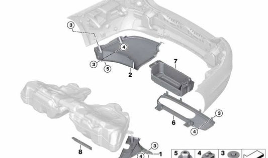 Cubierta trasera central para BMW F07N (OEM 51757349699). Original BMW