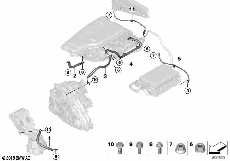 Cable de masa para BMW X5 F15 (OEM 12428614224). Original BMW.