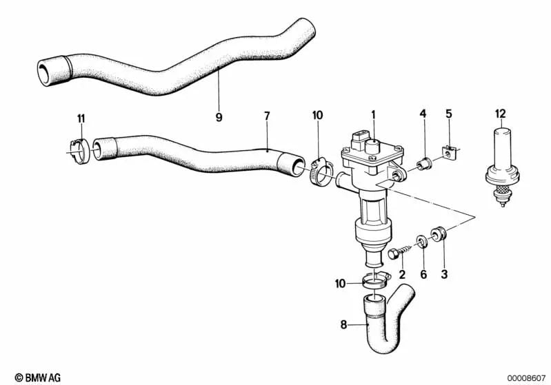 Tubo de Agua de Adelanto 1 para BMW Serie 5 E28, Serie 6 E24 (OEM 64211368714). Original BMW.