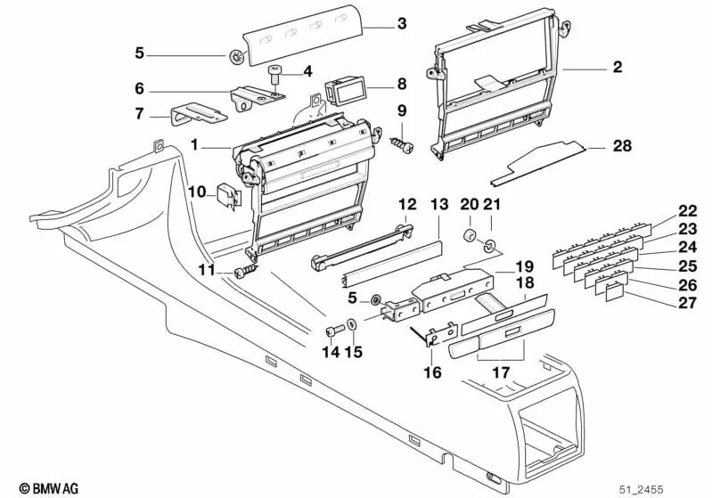 Cover for BMW 7 Series E38 (OEM 51168163007). Genuine BMW