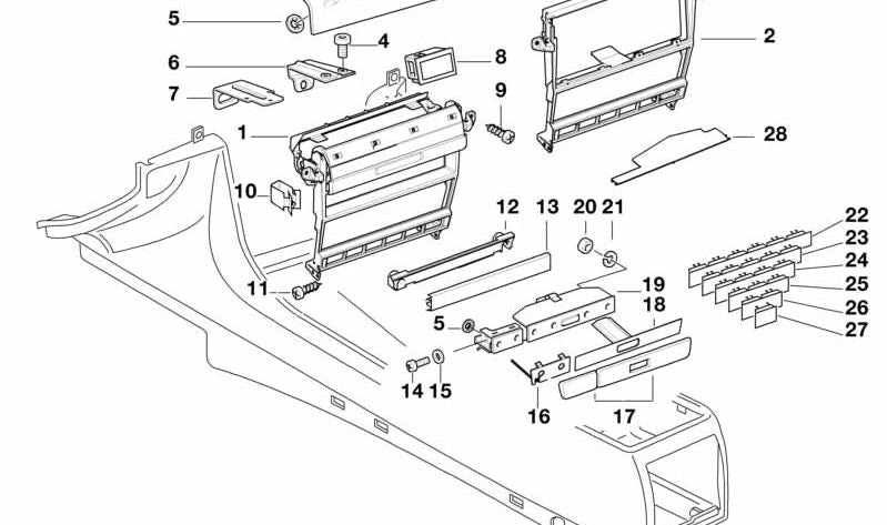 Portavasos delantero para BMW Serie 7 E38 (OEM 51168163005). Original BMW