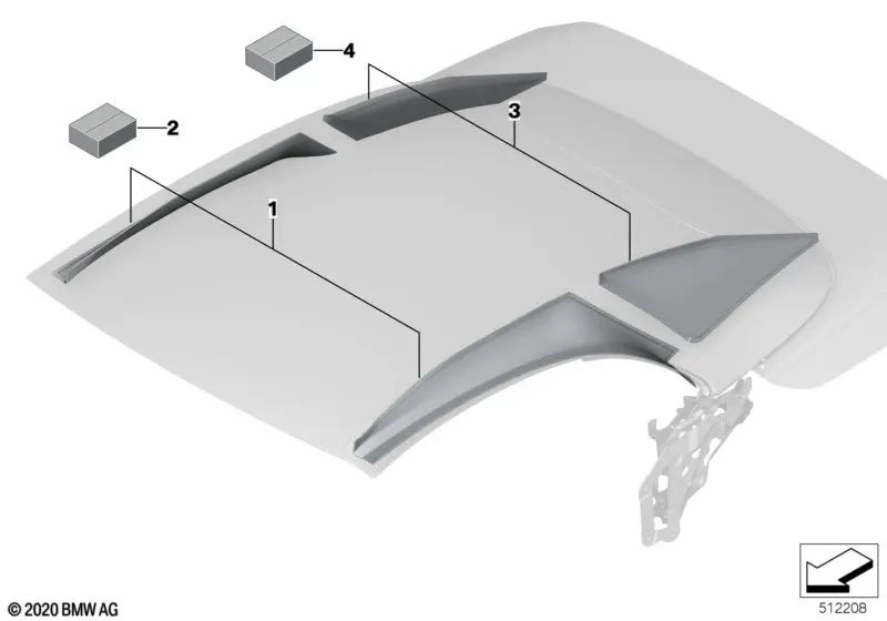 Juego de montaje tapizado interior lateral para BMW Serie 4 G23, G83 (OEM 54345A05DF3). Original BMW