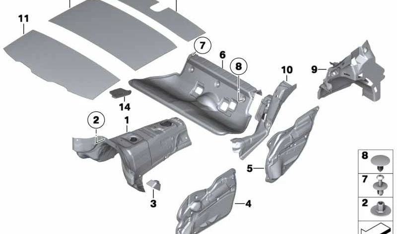 Aislante acústico suelo trasero OEM 51482990464 para BMW E84 (X1). Original BMW